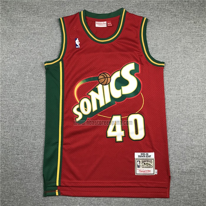 Camiseta Seattle SuperSonics Shawn Kemp NO 40 Historic Retro Rojo
